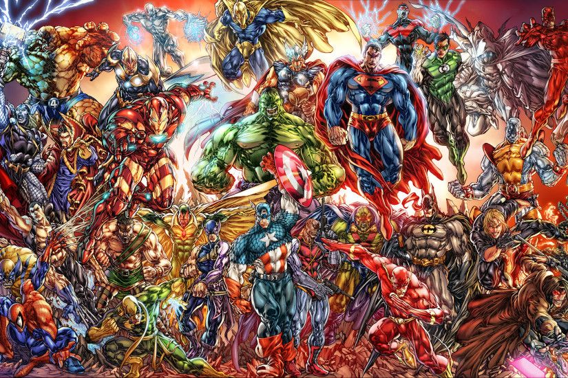 Comics - Collage Marvel Comics Superman Batman Hulk Captain America Comics  Spider-Man Wolverine Thor