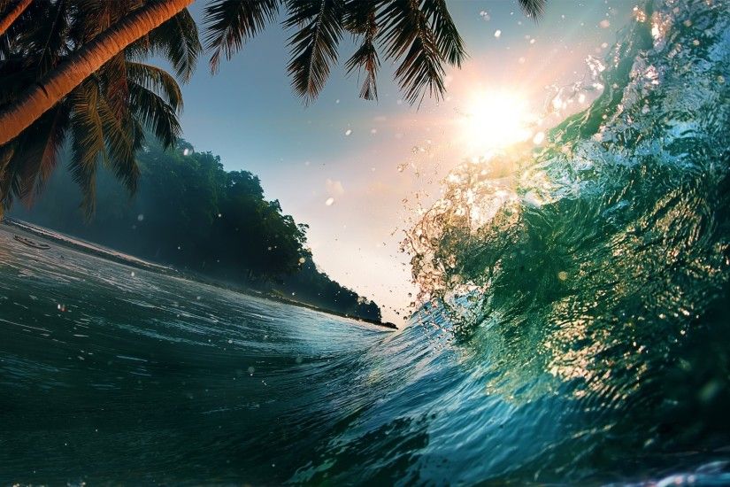 sea wave beautiful sunset scene water splash tropical paradise ocean sea  waves sunlight nature
