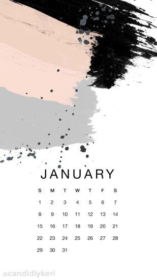 paint strokes black grey/gray and pink January calendar 2017 wallpaper you  can download for