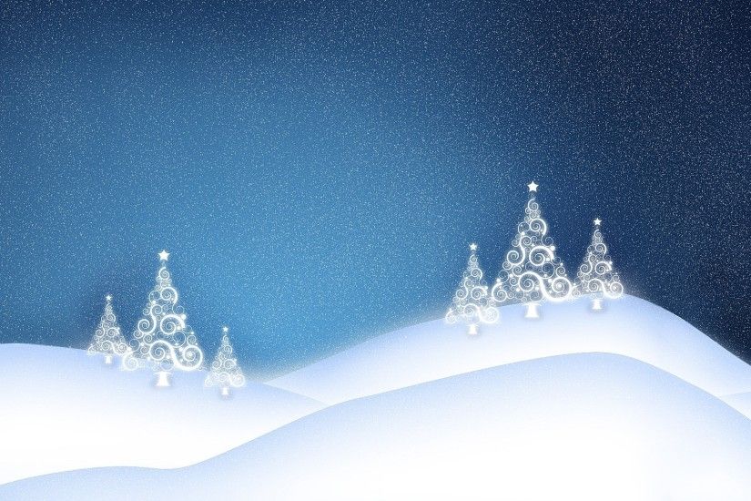 White glowing Christmas tree on the snowy hills wallpaper 1920x1080 jpg