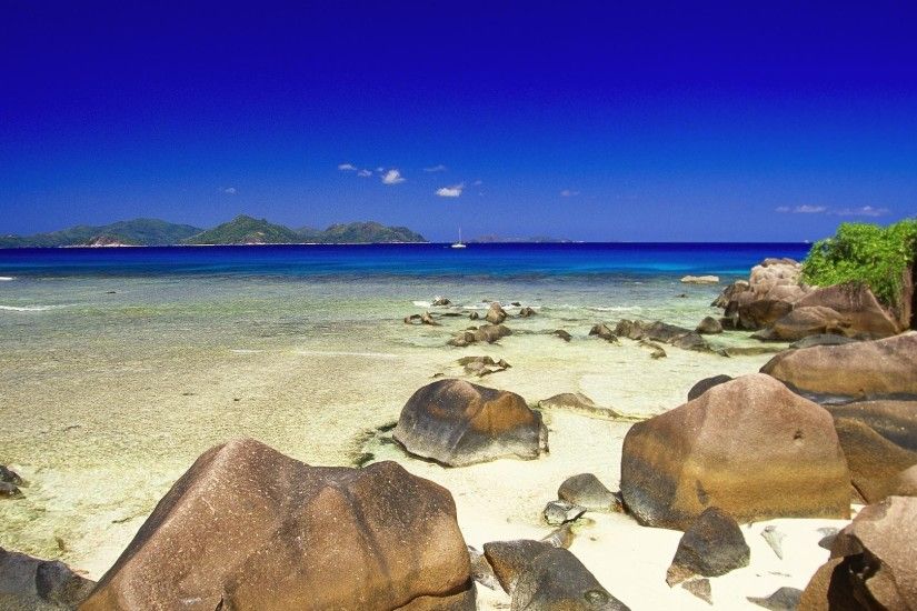 Nature beach rocks seychelles wallpaper