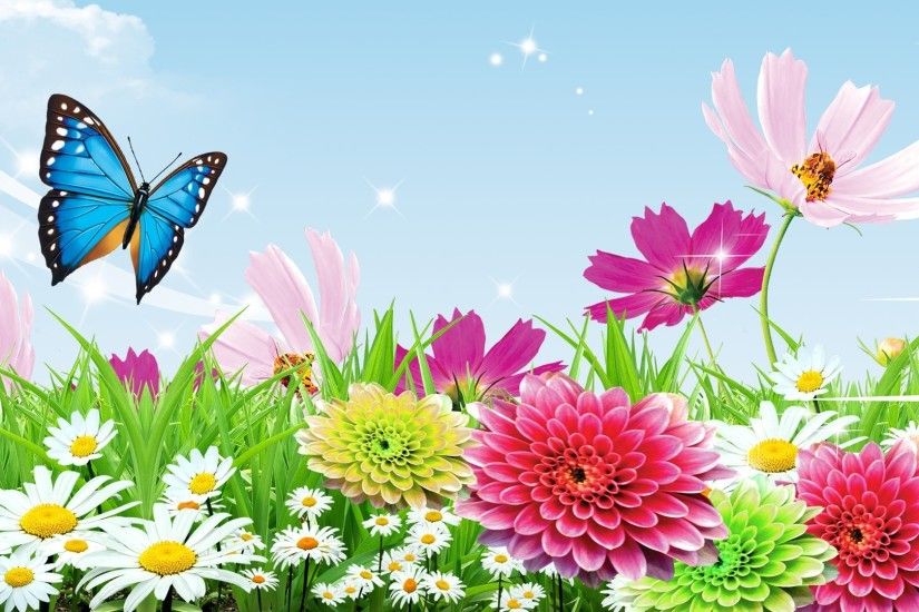 January 25, 2017 - Garden Fragrant Wild Spring Summer Stars Daisies  Butterfly Clouds Cosmos Flowers