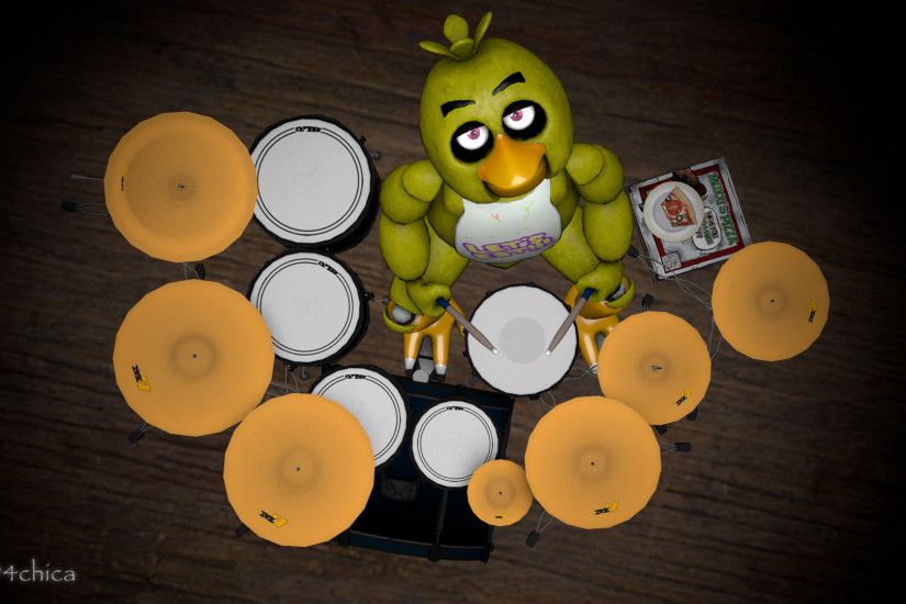 ... Chica's Drumset (SFM Wallpaper) by gold94chica