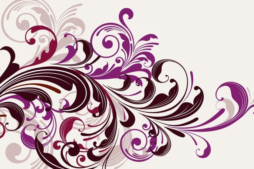 1920x1080 HD Purple Vectors Swirls Floral Graphics White Background Free  Wallpaper