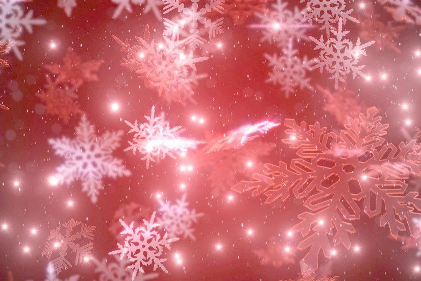 Christmas background with snowflakes and a falling snow with a red backdrop