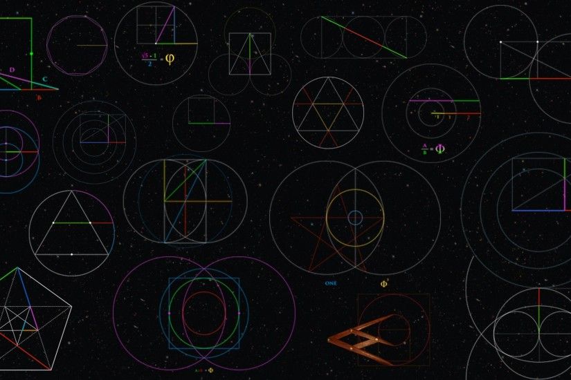 Geometric constructions of Phi, the Golden Number (explored in detail later)