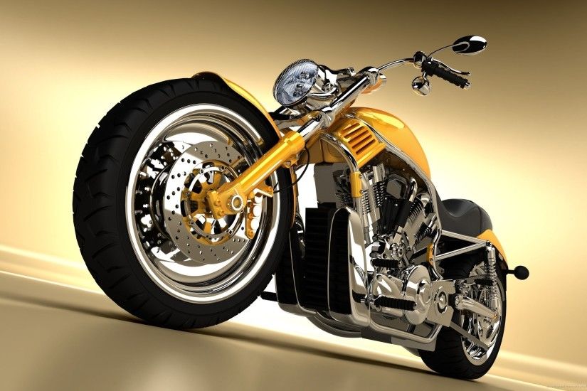 Harley Davidson yellow chopper for 2560x1600