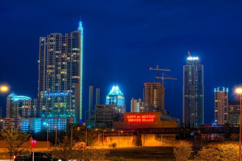 Austin texas skyscrapers buildings night wallpapers.