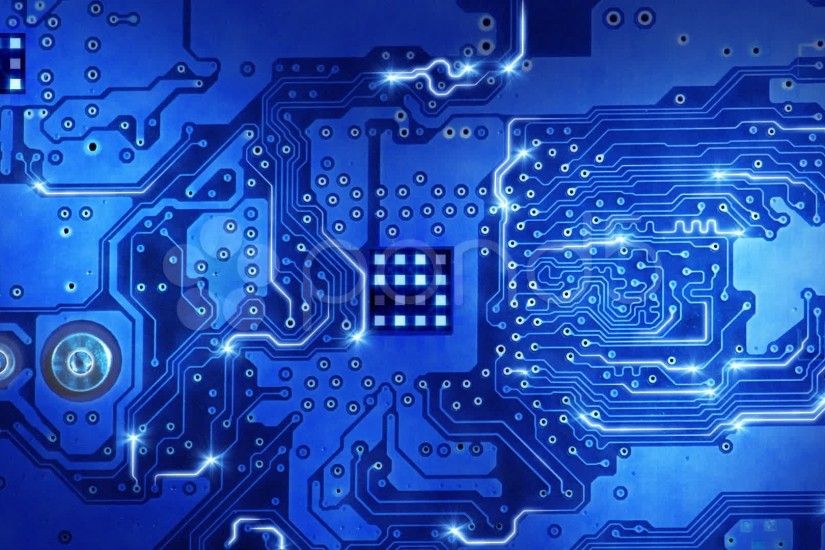 Computer Circuit Board Blue Loopable Background Stock Footage .