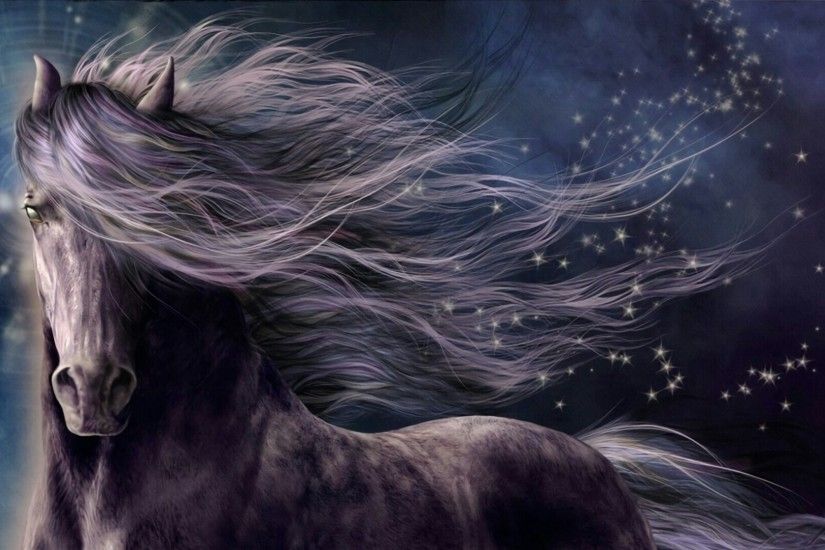 Dreamy horse with stars - Fantasy art wallpaper