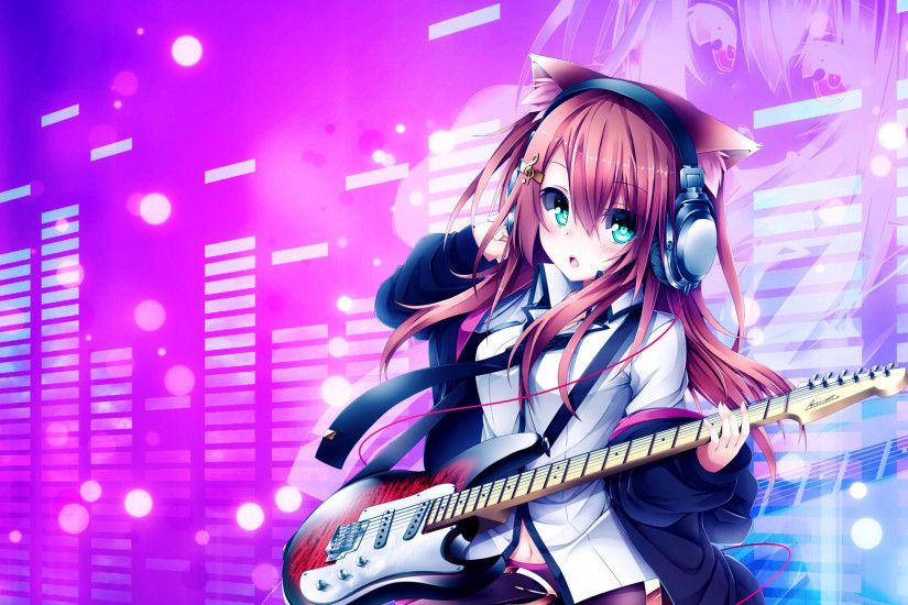 Free Anime Girl Playing Guitar, computer desktop hd wallpapers, pictures,  images