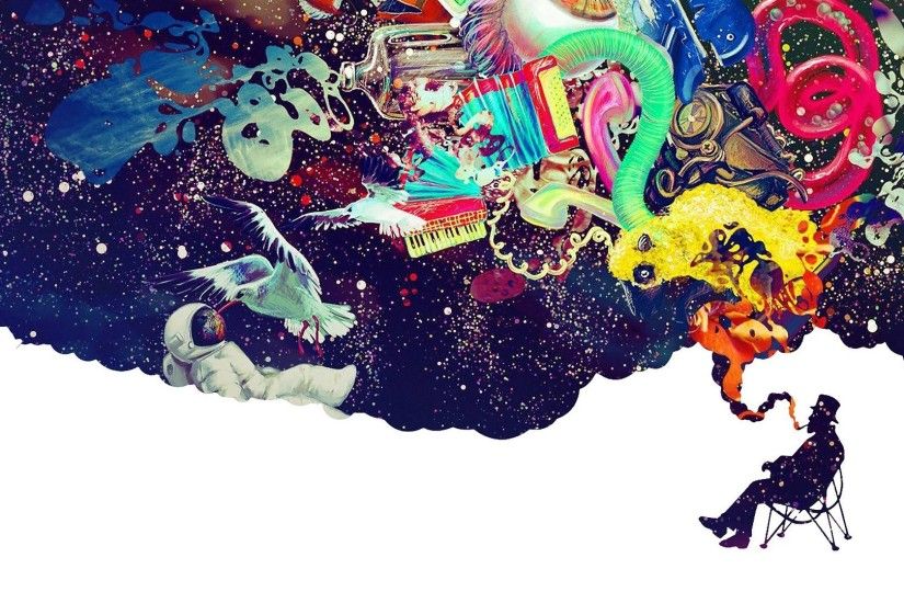 astronaut, Abstract, Surreal, Digital art, Smoking, LSD Wallpaper HD