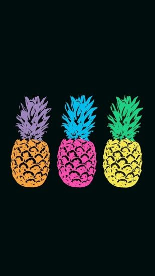 Pineapple neon pop art black background