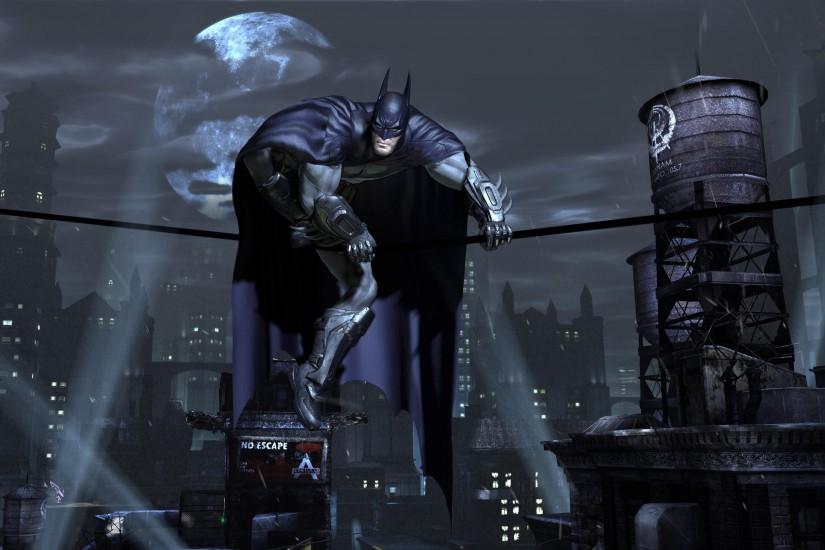 batman superhero cape mask city gotham city night lights the moon