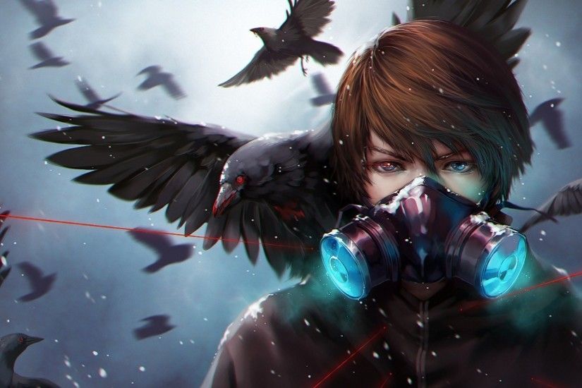 Preview wallpaper anime, crow, mask 1920x1080