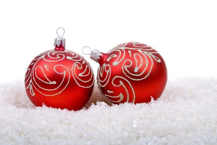 balls christmas new year holiday red snow white background christmas  decorations