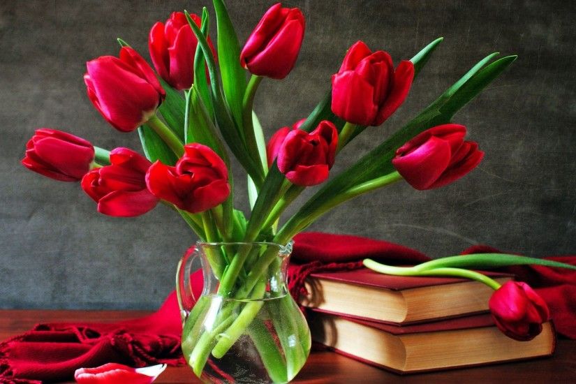 Red tulips HD Wallpaper 1920x1080 Red ...