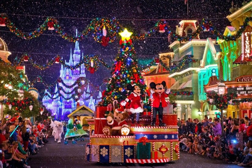 Disney Christmas Parade on Main Street widescreen wallpaper | Wide-