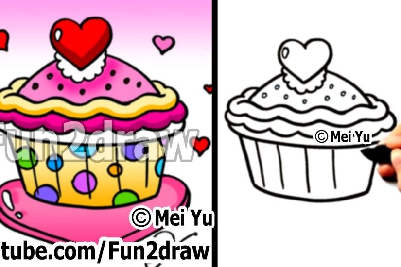 How to Draw a Heart Cupcake (Valentines Day) - Fun Things to Draw