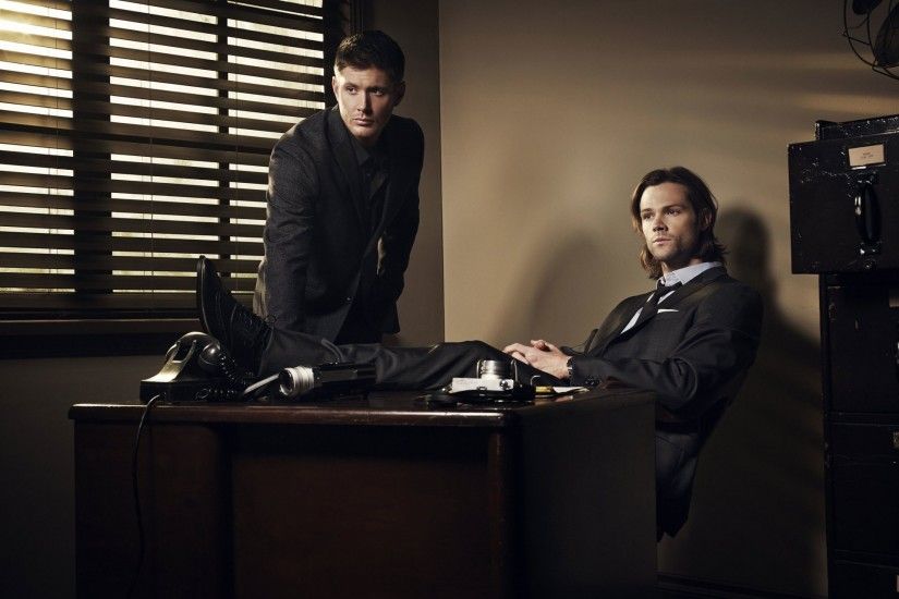 supernatural season 9 supernatural men suits table dean sam winchester dean  sam hard drive actors jensen