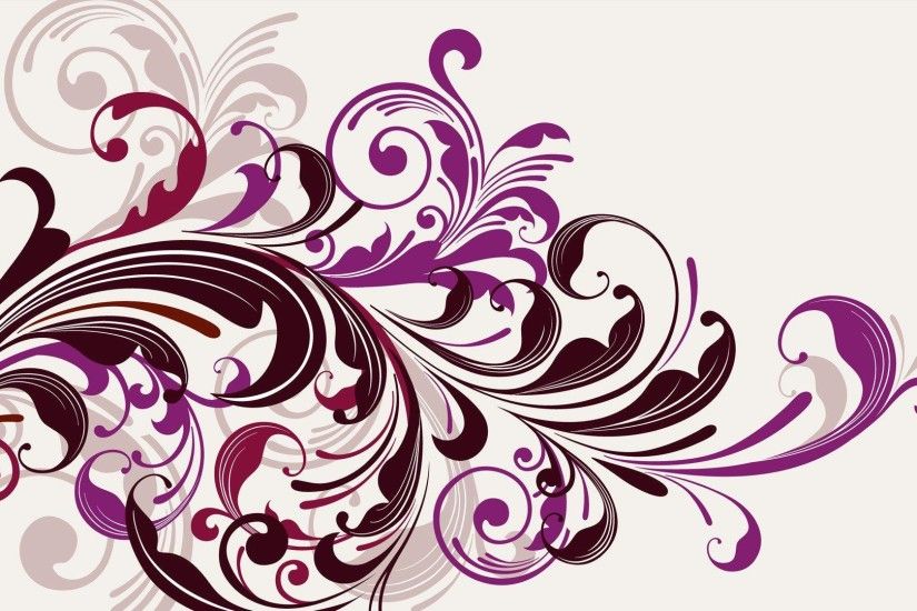 HD Purple Vectors Swirls Floral Graphics White Background Free Wallpaper