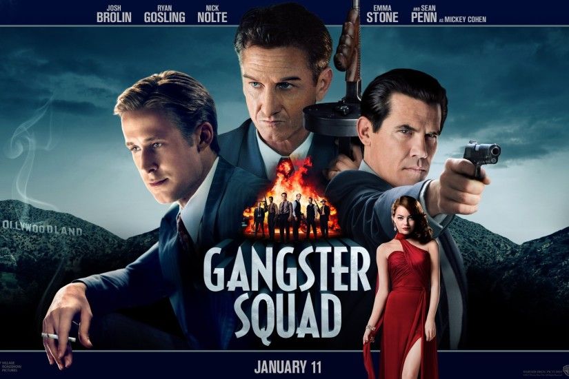 Gangster Squad starring Sean Penn, Emma Stone, Nick Nolte, Ryan Gosling,  Josh Brolin wallpaper