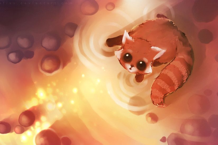 Heart-touching Cuties and Kittens : Speed Painting by Apofiss - Adorable  Baby Red Panda Drawing Wallpaper 19