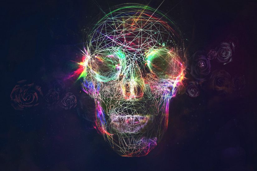 Preview wallpaper skull, abstract, bright, background 1920x1080