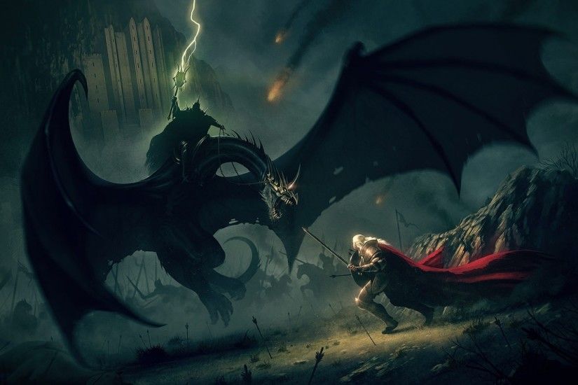 J. R. R. Tolkien, Fantasy Art, The Lord Of The Rings, Battle, Ãowyn,  Witchking Of Angmar, NazgÃ»l Wallpapers HD / Desktop and Mobile Backgrounds