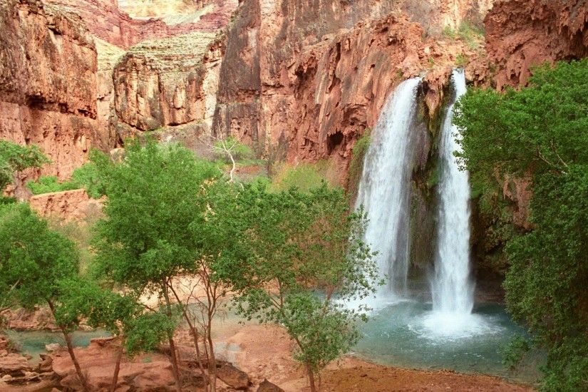 3840x2160 Wallpaper havasu falls, arizona, canyon, trees, greens