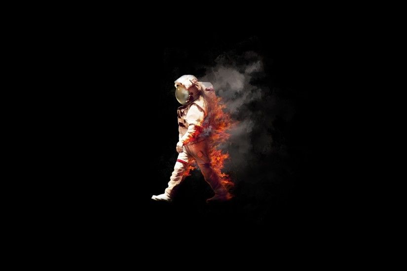 astronaut, Space, Fire, Burn, Spacesuit, NASA, Spaceman, Minimalism,  Abstract, Burning Wallpaper HD
