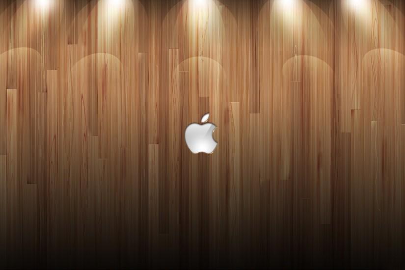 Apple Logo Wood Background Lights Desktop Wallpaper.