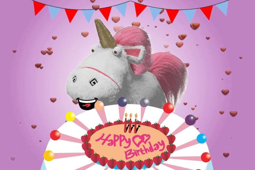 Despicable Me Fluffy Unicorn Singing Happy Birthday Song.