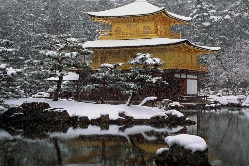 Other - Kinkaku-Ji Kinkaku Snow Japanese Temple Lake Golden Nature Winter  Japan Kyoto Photos