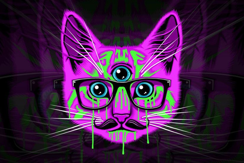 psychedelic cat hipster glasses mustache wallapers desktop wallpapers high  definition monitor download free amazing background photos artwork  1920Ã1080 ...