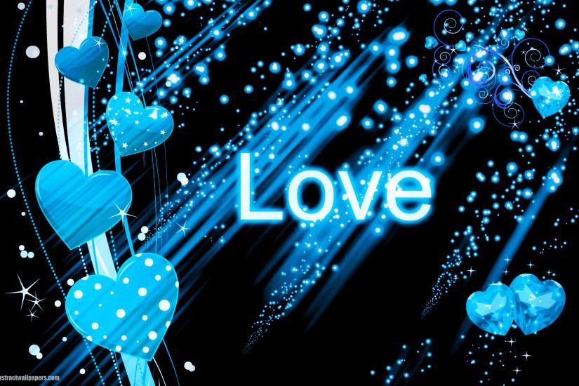 Beautiful black abstract wallpaper with blue love hearts and the text love.  Send this background to your boy or girlfriend, just to say that you are  deeply ...