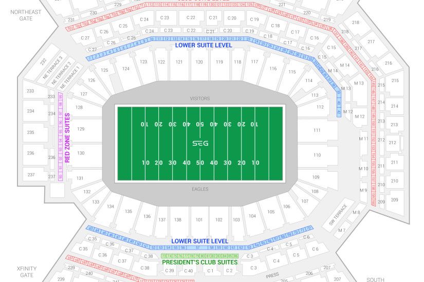 Lincoln Financial Field / Philadelphia Eagles Suite Map and Seating Chart