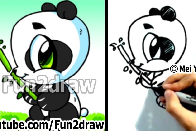 How to Draw a Cartoon Panda - Cute Pandas - Kawaii panda bear - Fun2draw  Chibi Art Drawing - YouTube