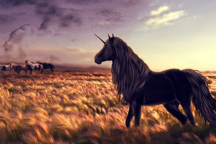 Preview wallpaper horse, unicorn, golf, art, grass, wind 2560x1440