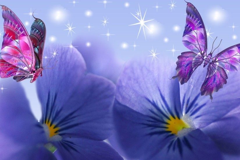 Spring Flowers And Butterflies Desktop Wallpaper | I HD Images