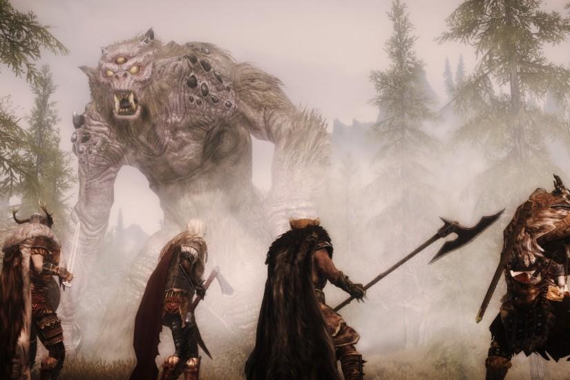 warrior, Angry, Fantasy art, Digital art, Artwork, Weapon, Fighting, Mist,  The Elder Scrolls V: Skyrim Wallpaper HD