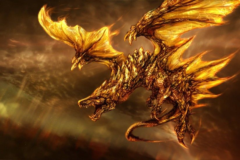 Flying Dragon Fire Fantasy Wallpaper