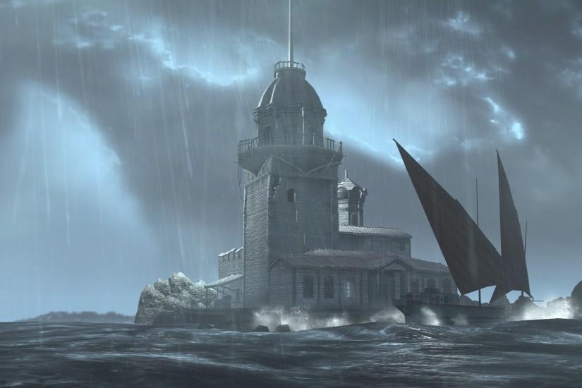 Maiden's Tower Thunderstorm Wallpaper