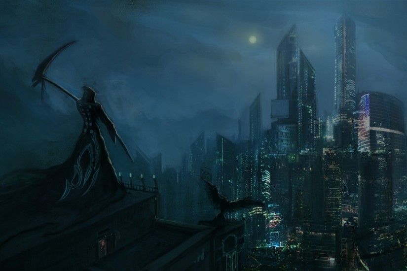 Grim reaper overlooking the city HD Wallpaper 1920x1080