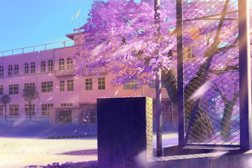 2560x1440 Wallpaper anime, school, winter street
