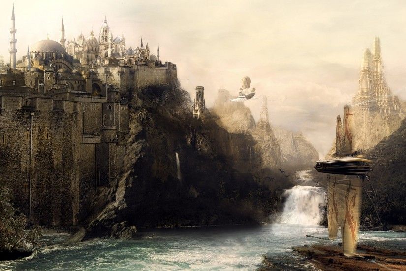 Fantasy Art castles HD wallpaper