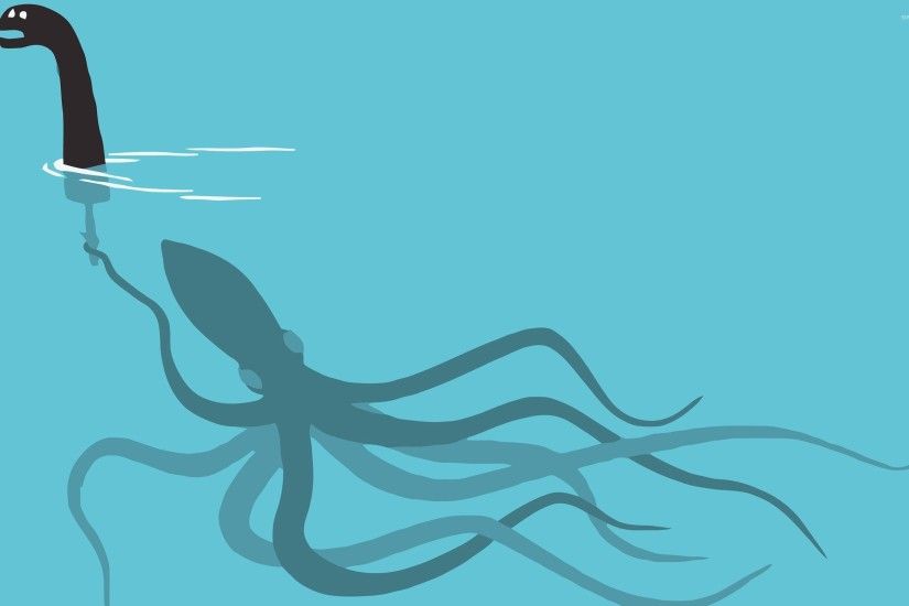 Cthulhu pretending to be the Loch Ness Monster wallpaper