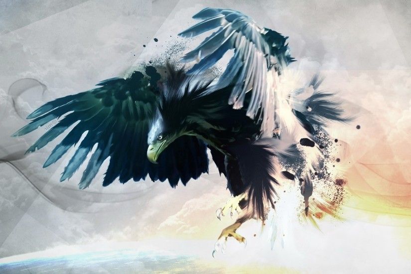 eagle birds artwork paint splatter Wallpaper HD