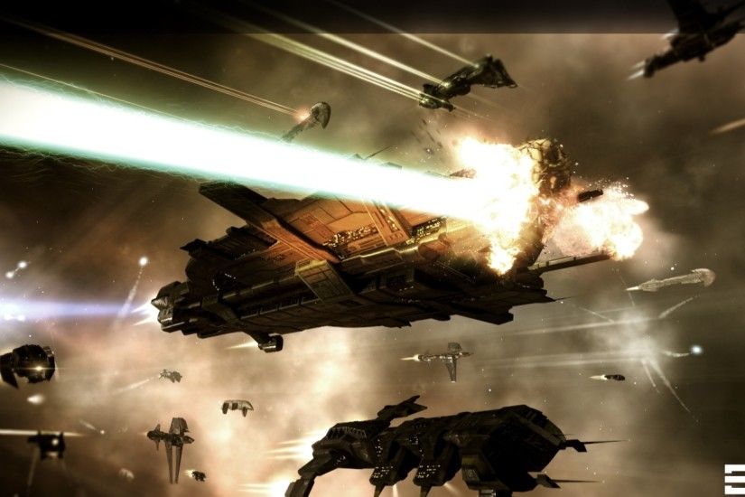 Preview wallpaper eve online, space, spaceships, light 2560x1080