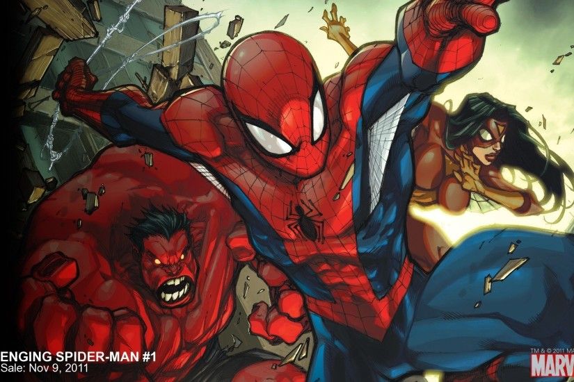 avenging spider-man red hulk spider-woman marvel comics spiderman red hulk  spider-